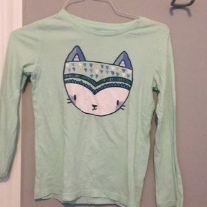 Teal girls cat t-shirt